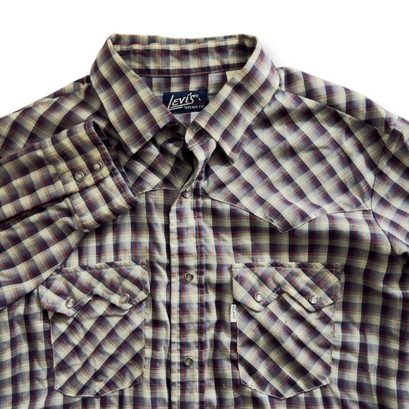 Levi’s Vintage 80’s Sawtooth Western Pearl Snap White Tab - Picture 6 of 14